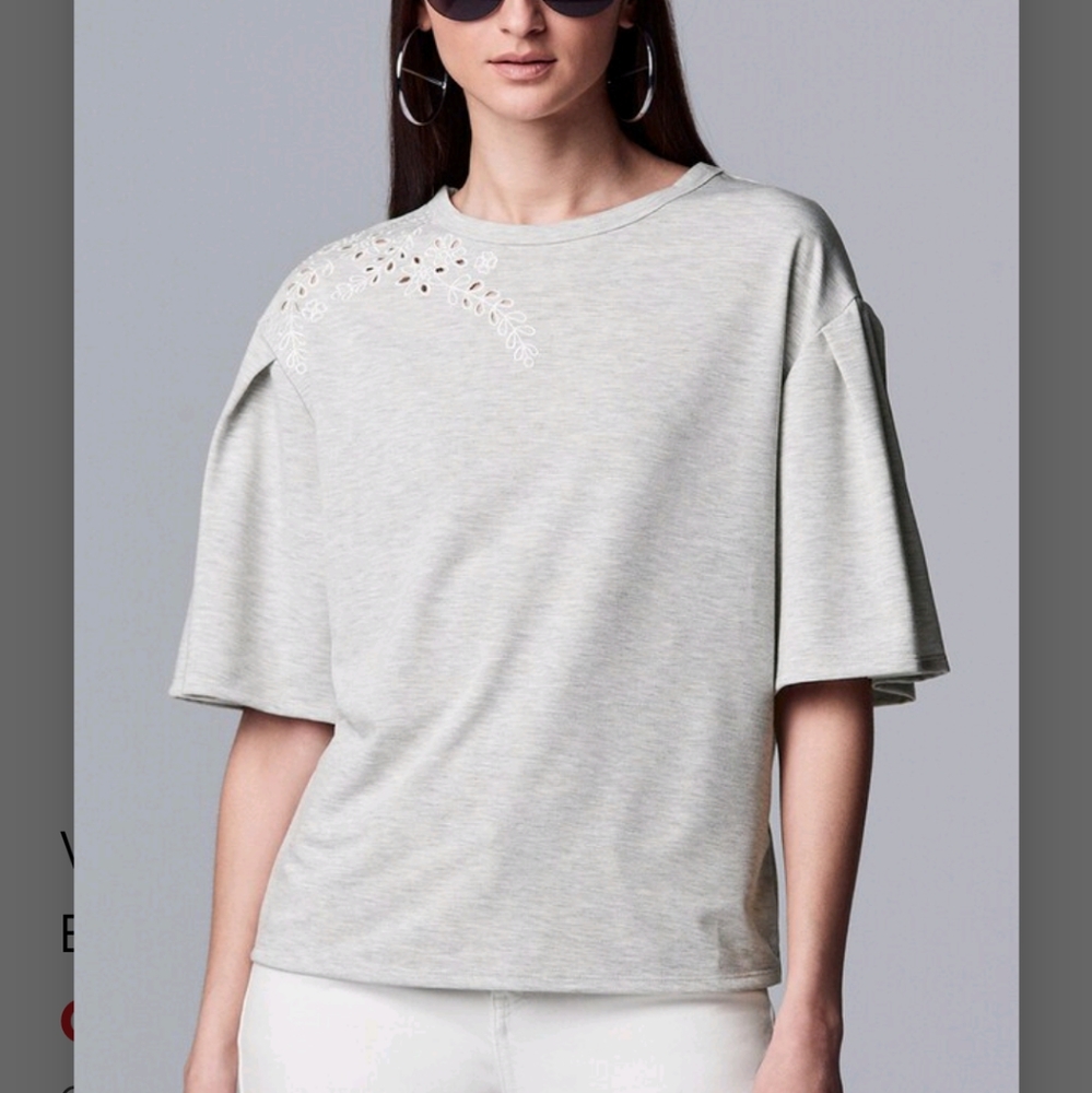 Simply Vera Wang Eyelet Sweatshirt